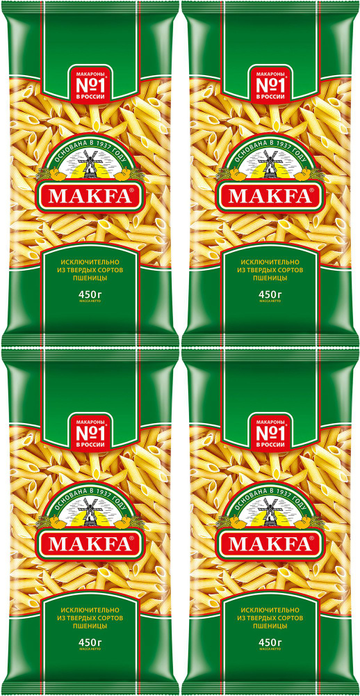 Макаронные изделия Makfa Перья, комплект: 4 упаковки по 450 г  #1