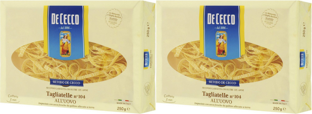 Макаронные изделия De Cecco Tagliatelle all'uovo, комплект: 2 упаковки по 250 г  #1
