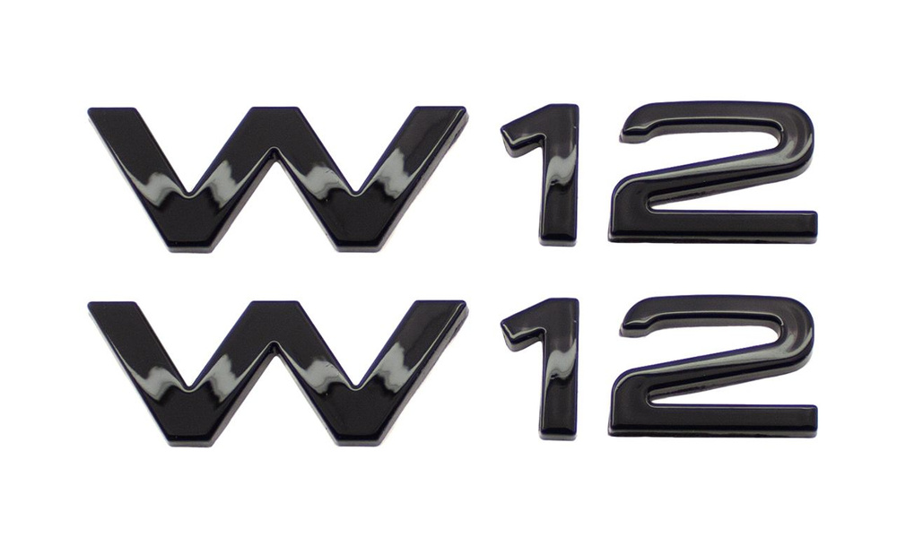 Комплект: эмблема на крыло Audi W12 черный глянец 2 шт. #1