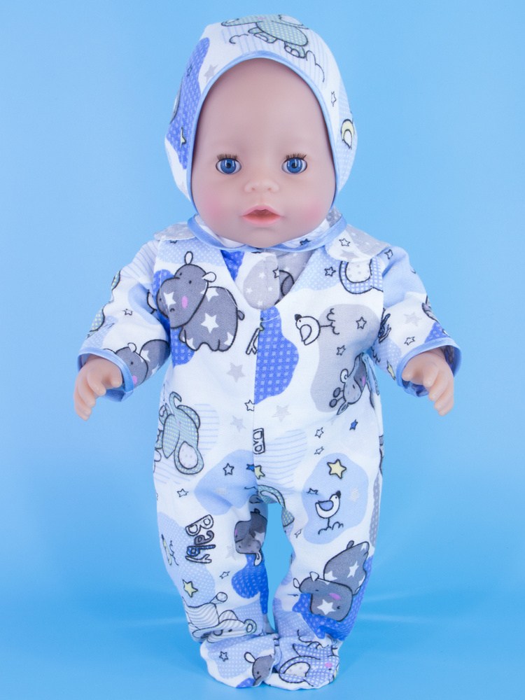 Одежда для кукол Модница Фланелевый набор для пупса Беби Бон (Baby Born) 43 см белый-голубой  #1