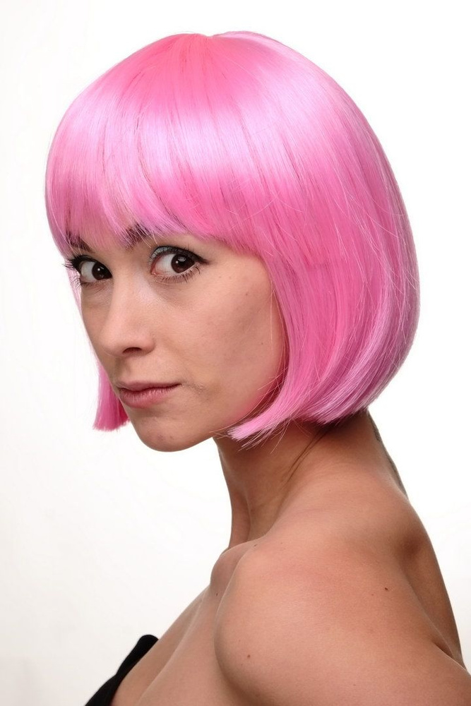 Карнавальный парик каре, розовый #1