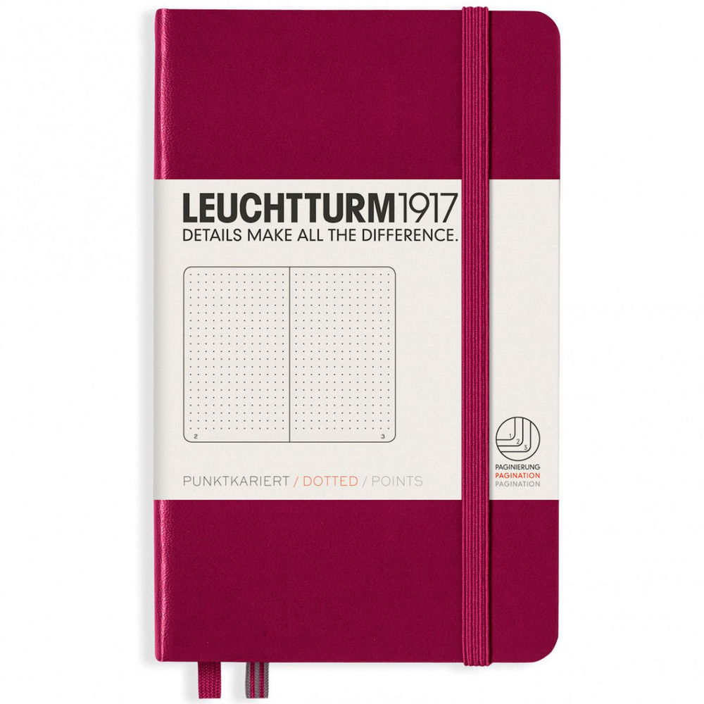 Записная книжка Leuchtturm Pocket A6 Port Red твердая обложка 187 стр, 359699  #1