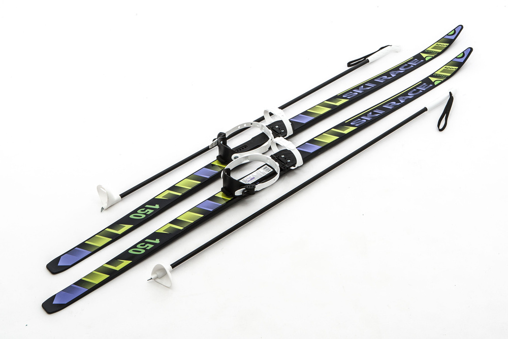 Лыжный комплект детский с палками и универсальным креплением ЦИКЛ SKI RACE 150/110 см под повседневную #1