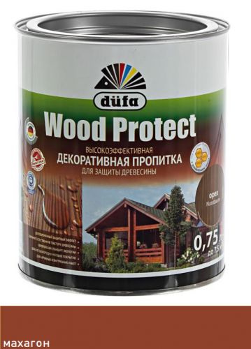 Пропитка декоративная для защиты древесины Dufa Wood Protect махагон 0,75 л.  #1