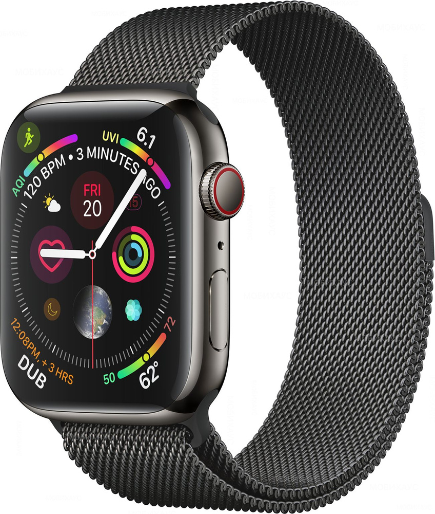 Миланская петля ремешок на Apple Watch в корпусах 42-44-45 mm (любой версии), цвет Графитовый, металлический #1