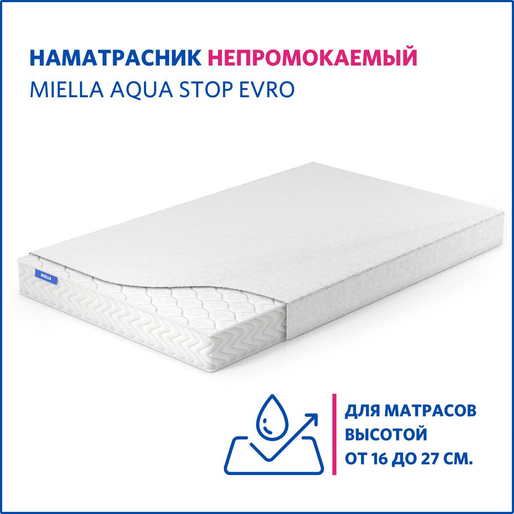 Наматрасник MIELLA Aqua Stop Evro, 200x200 см, непромокаемый на резинке, на матрас  #1