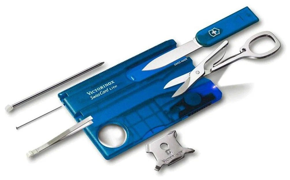 Швейцарская карточка VICTORINOX SwissCard Lite, 13 функций, полупрозрачный синий 0.7322.T2  #1