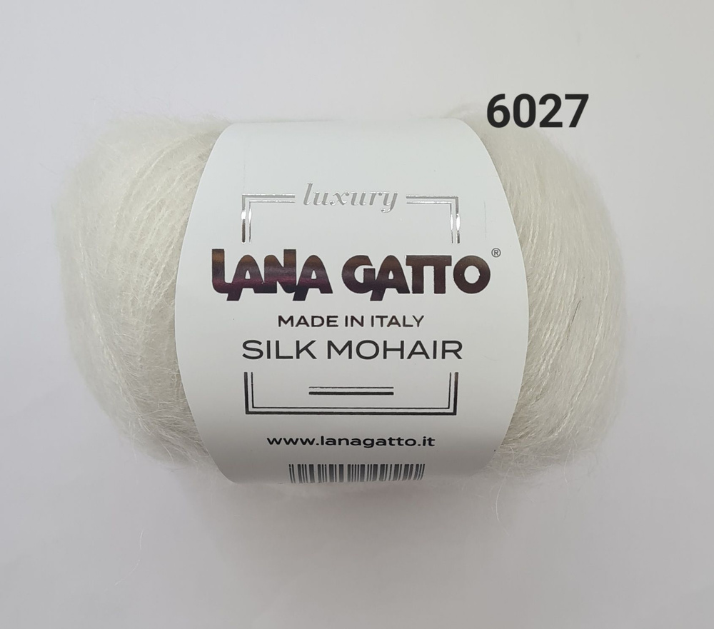 Пряжа Lana Gatto Silk Mohair/ Лана Гатто Силк Мохер /- цвет 6027 - Белая - 6 шт.  #1