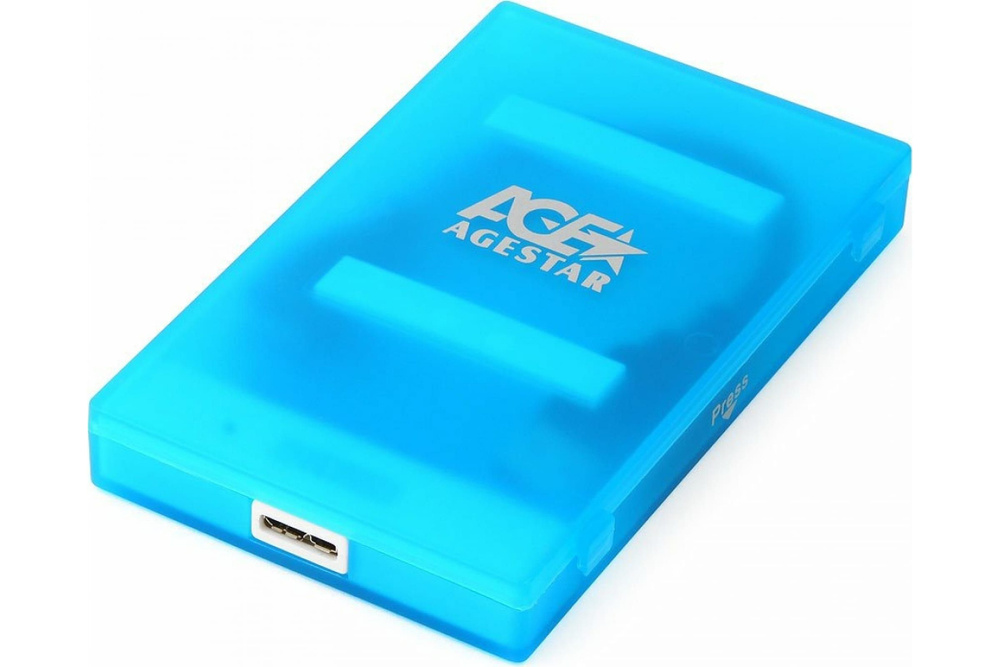 Контейнер-внешний корпус для 2.5" SATA HDD/SSD USB 3.0 AgeStar 3UBCP1-6G синий, пластик, сборка без винтов, #1