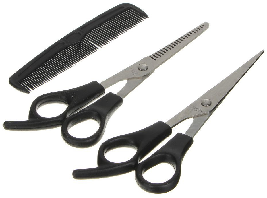 Ножницы для стрижки, 2шт и расческа для волос, 12,4см, парикмахерские прямые и филировочные ножницы  #1