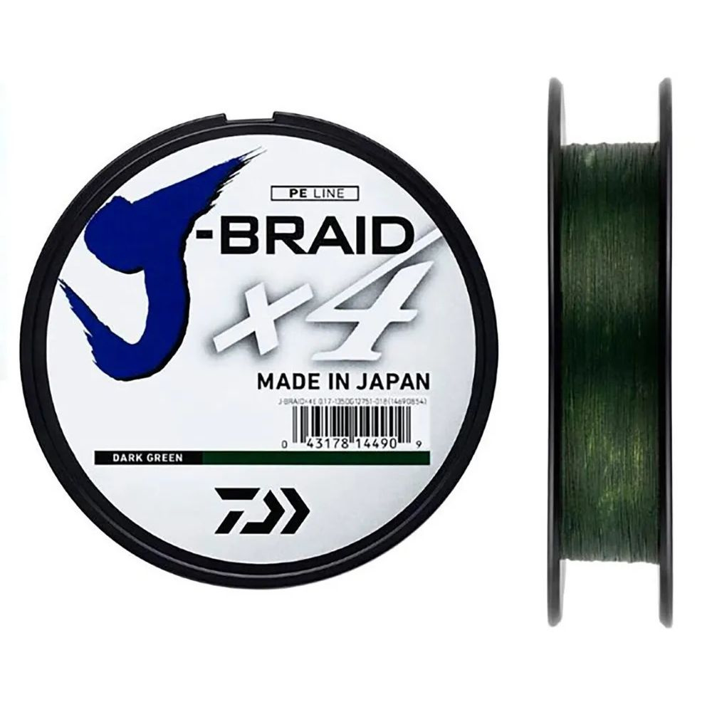 Шнур плетеный для рыбалки PE Daiwa J-BRAID X4 (0.17 мм, 8.4 кг, 135 м) цв. Тёмно-Зелёный  #1