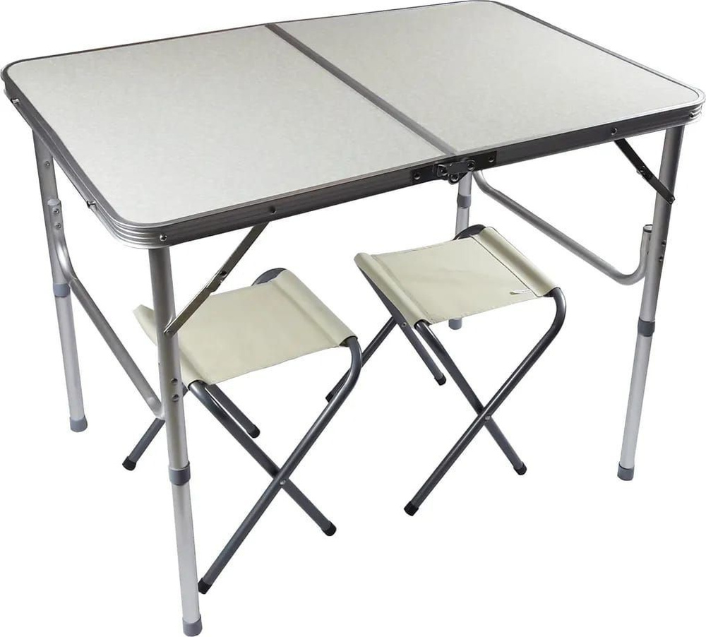 Стол туристический Folding Table со складными ножками для кемпинга + 2 стула складной садовый походный #1