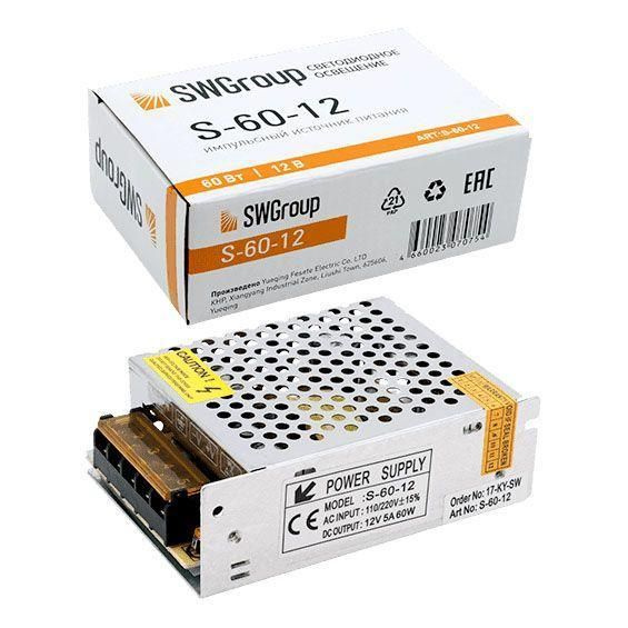 Блок питания SWG 12V 60W IP20 5A S-60-12 000142 #1