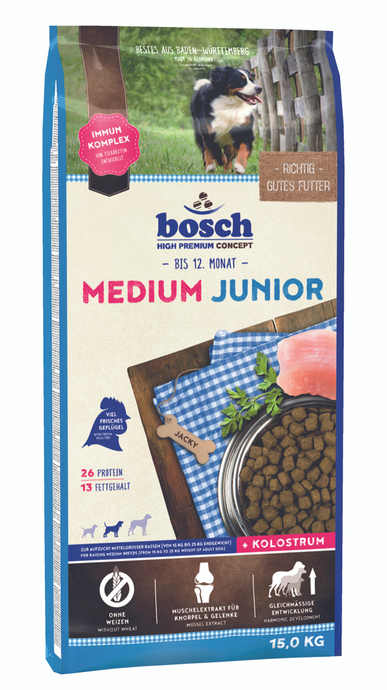 Корм сухой Bosch Medium Junior корм для щенков собак средних пород до года 15кг  #1