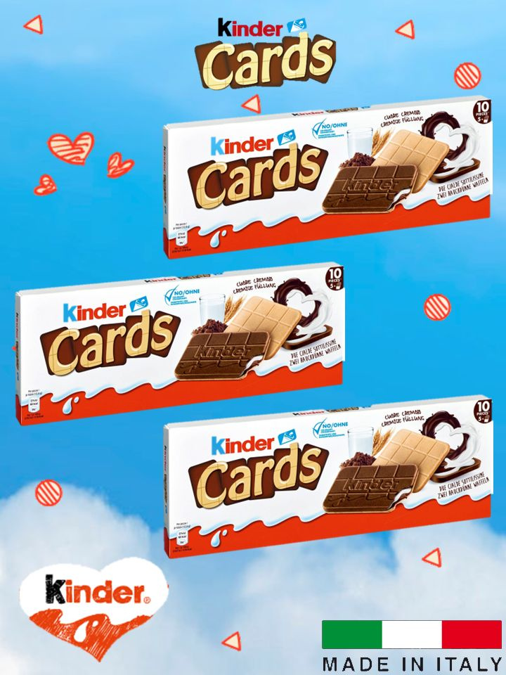 Шоколадно-молочное печенье с какао начинкой Киндер Кардс 128 г / Kinder Cards 128 g (Италия)*3 шт  #1