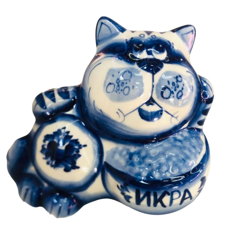 Фигурка Кот "Икра" гжель, 11 см #1