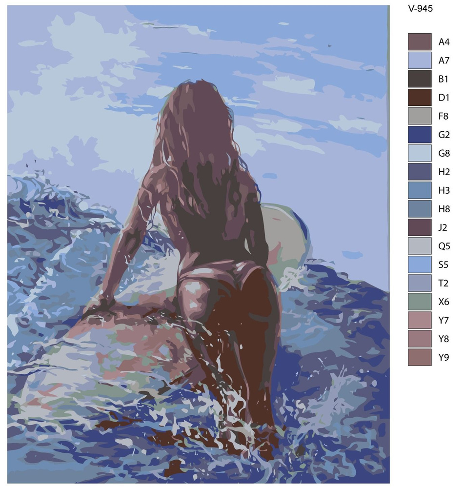 Картина по номерам V-945 "Серфинг. Девушка серфер", 40x50 см #1