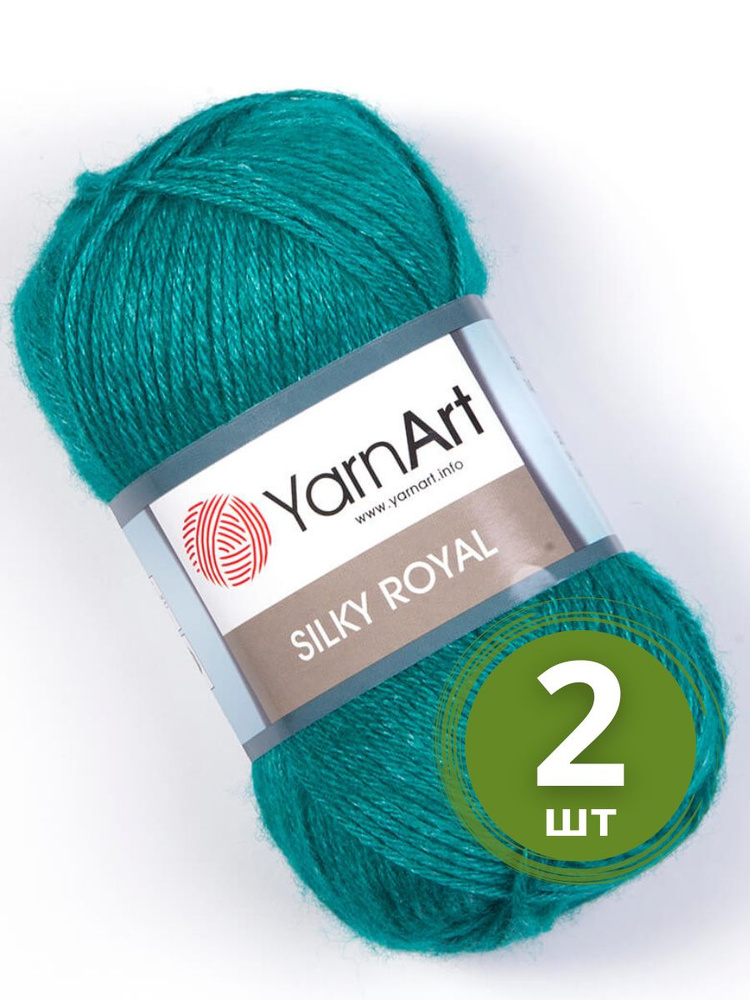 Пряжа YarnArt Silky Royal (ЯрнАрт Силк Роял) 2 мотка цвет 439, Морская волна, 35% шелковая вискоза, 65% #1