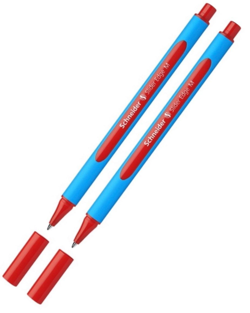 2 шт Ручка шариковая Schneider Slider Edge M, 1.0 мм, трехгранный прорезиненный корпус, красная  #1