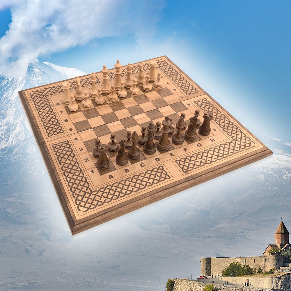 Шахматы и нарды деревянные 50 х 50 см бук Армения #1