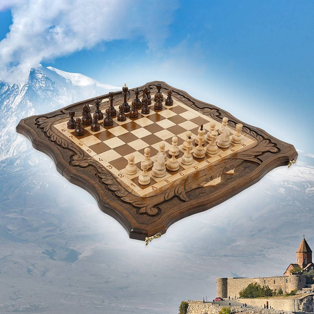 Шахматы и нарды деревянные 50 х 55 см бук Армения #1