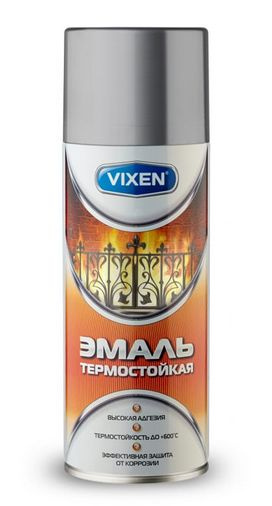 Vixen Аэрозольная краска Термостойкая, Гладкая, до 600°, Алкидная, 0.52 л, серебристый  #1