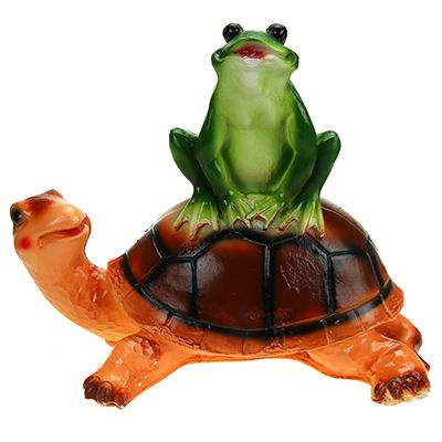 Скульптура-фигура для сада гипсовая "Лягушка на черепахе" 27х32см (Россия)  #1
