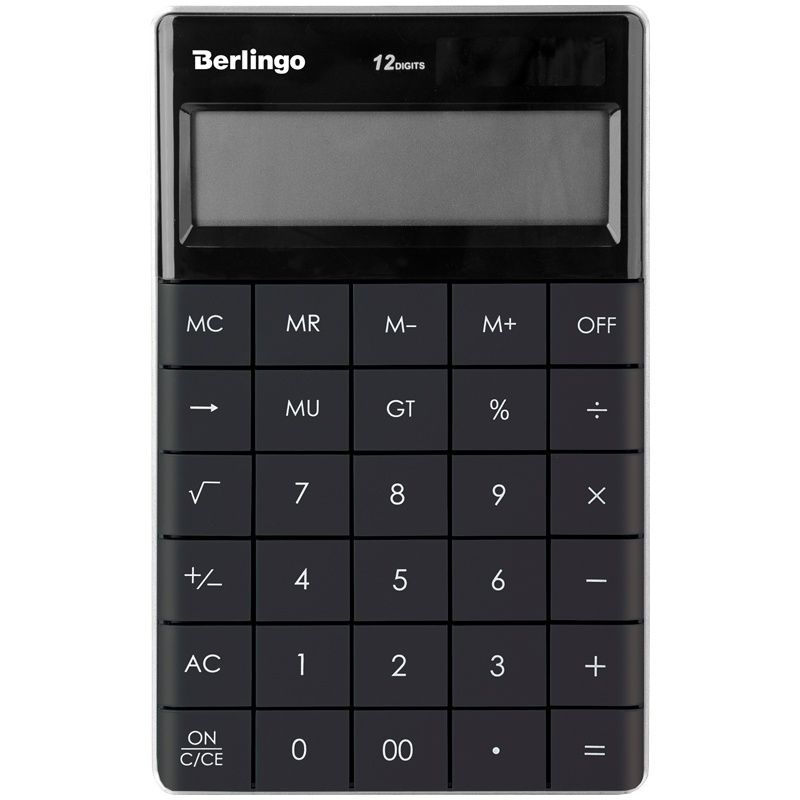 Калькулятор настольный Berlingo "Power TX", 12 разрядов, двойное питание, 165х105х13 мм, антрацит (CIA_100) #1