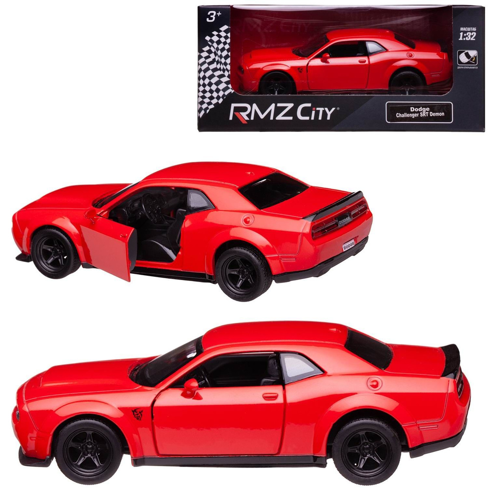 Машинка металлическая Uni-Fortune RMZ City 1:32 Dodge Challenger SRT Demon 2018 (цвет красный)  #1