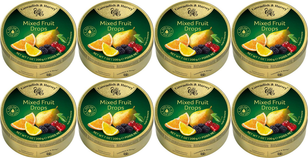 Леденцы Cavendish & Harvey Mixed Fruit Drops Фруктовое ассорти, комплект: 8 упаковок по 200 г  #1