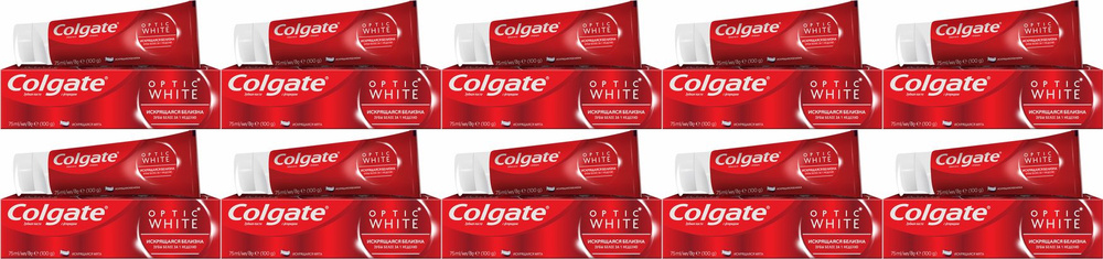 Зубная паста Colgate Optic white мята, комплект: 10 упаковок по 75 мл  #1