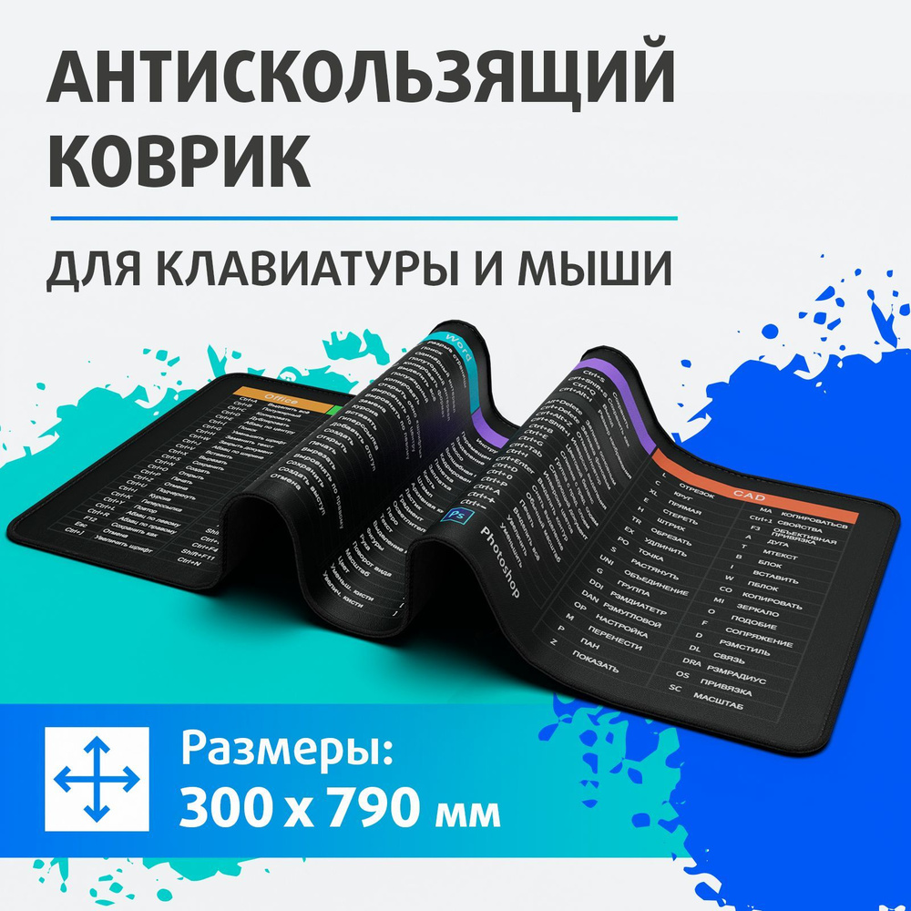 Коврик для клавиатуры и мыши большой, 80x30 / Нескользящая основа для ...