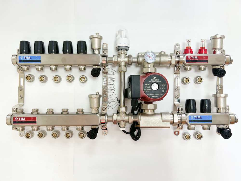 Комплект для подключения тёплого водяного пола на 2 выхода и радиаторов отопления 5 шт  #1
