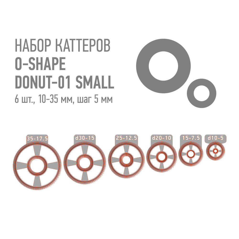 Набор пластиковых каттеров O-Shape Donut-01 Small (Круг с отверстием, бублик, набор малых форм) для металлической #1