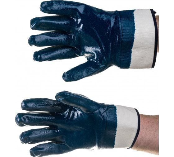 12 пар. Перчатки защитные нитриловые полный облив синие (Краги) 12 пар. Размер 10,5 XL  #1
