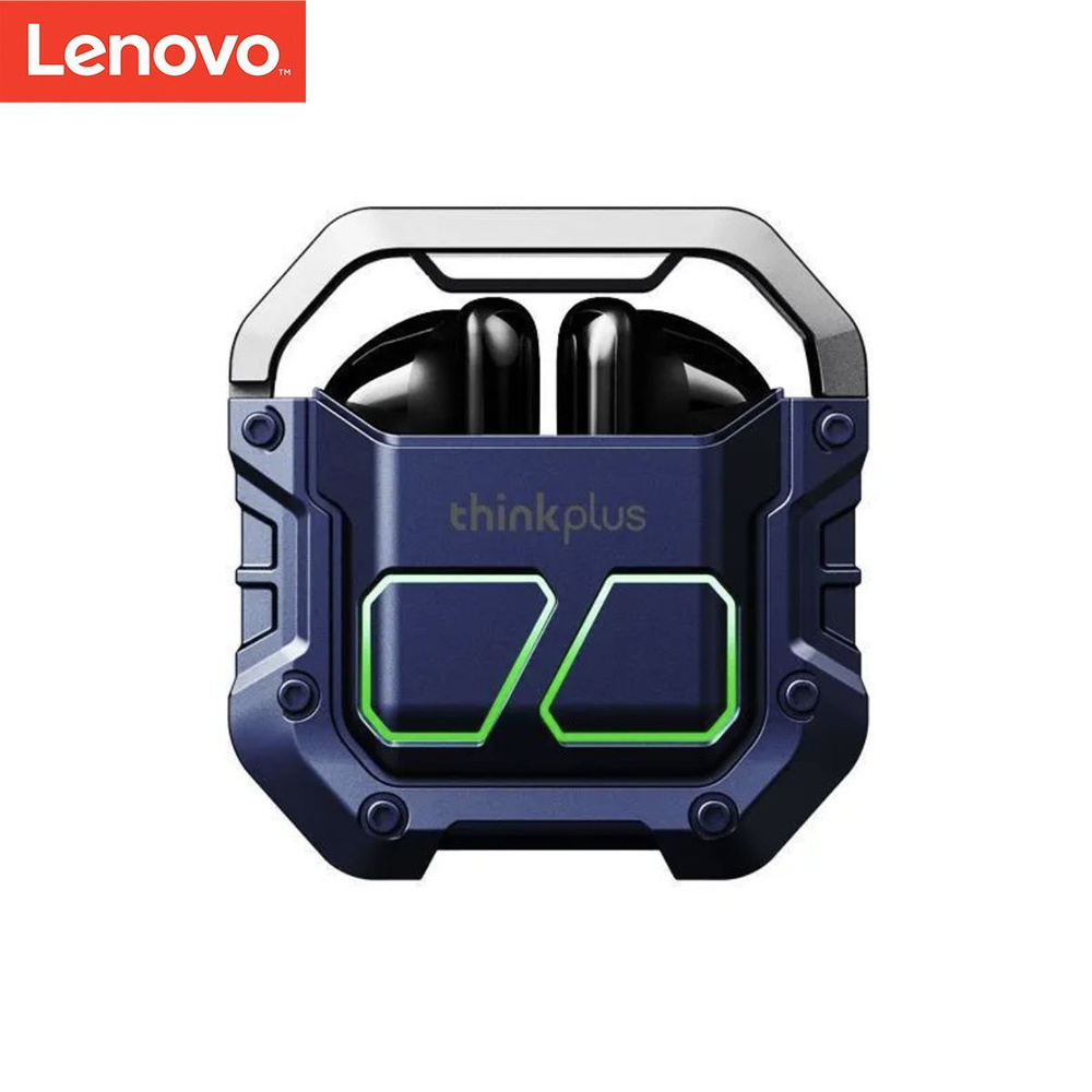 Lenovo беспроводные наушники, Bluetooth 5.3, для android и ios, наушники с подсветкой, синие  #1