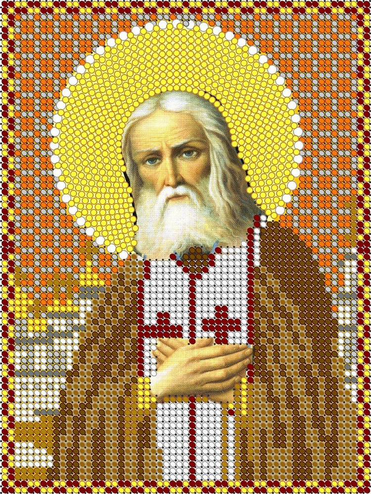 Набор для вышивания чешским бисером, Светлица, икона Святой Преподобный Серафим Саровский 12*16 см  #1