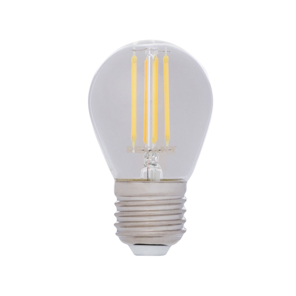 Лампа филаментная Rexant Шарик GL45, 7,5 Вт, 2700 К, Е27, теплый свет  #1