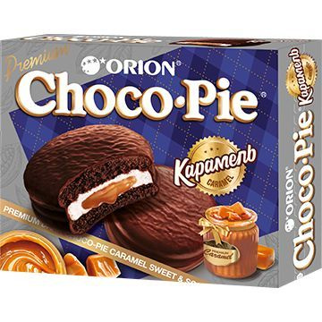 Бисквитное пирожное Orion Choco Pie Caramel / Орион чоко пай Карамель 1 пачка 360 г  #1