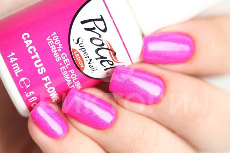 SuperNail яркий розовый гель лак для ногтей с блестками. Цветной трехфазный гельлак с эффектом шиммера, #1