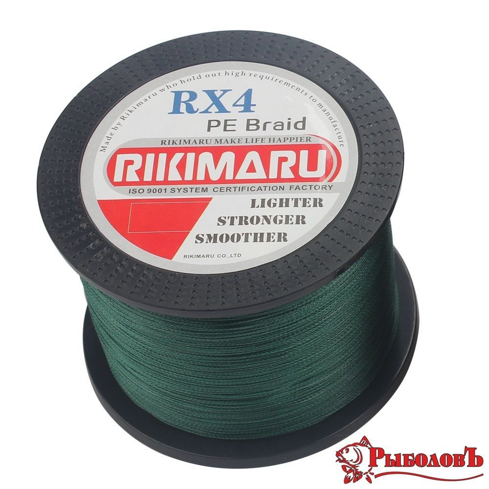 Плетеный шнур RIKIMARU RX4 PEx4 / 0.16мм, 10.0кг, Dark Green, 500м, / Леска плетенка для рыбалки  #1