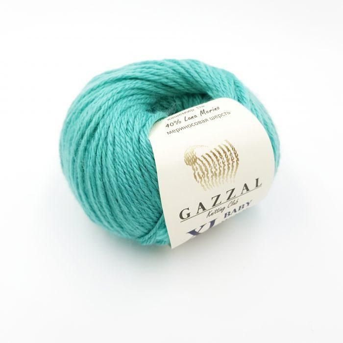 Пряжа полушерсть для вязания GAZZAL Baby Wool XL (Газзал Бэби Вул ХЛ), 1 шт цвет 832 лазурь  #1