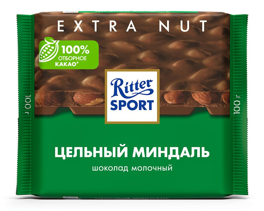 Шоколад Ritter Sport Цельный миндаль, молочный, с цельным миндалем, 100 г  #1