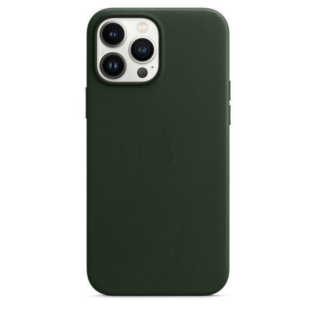 Панель-накладка Apple Leather Case with MagSafe Green для 15 Pro Max (с логотипом)  #1