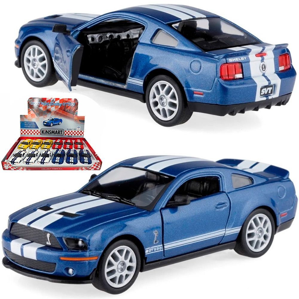 Металлическая машинка Kinsmart 1:38 2007 Ford Shelby GT500 KT5310D инерционный / Синий  #1