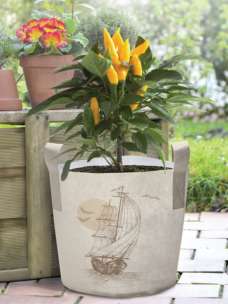Декоративный мешок из войлока JoyArty "Начертания корабля в море , 27 л, JoyArty  #1
