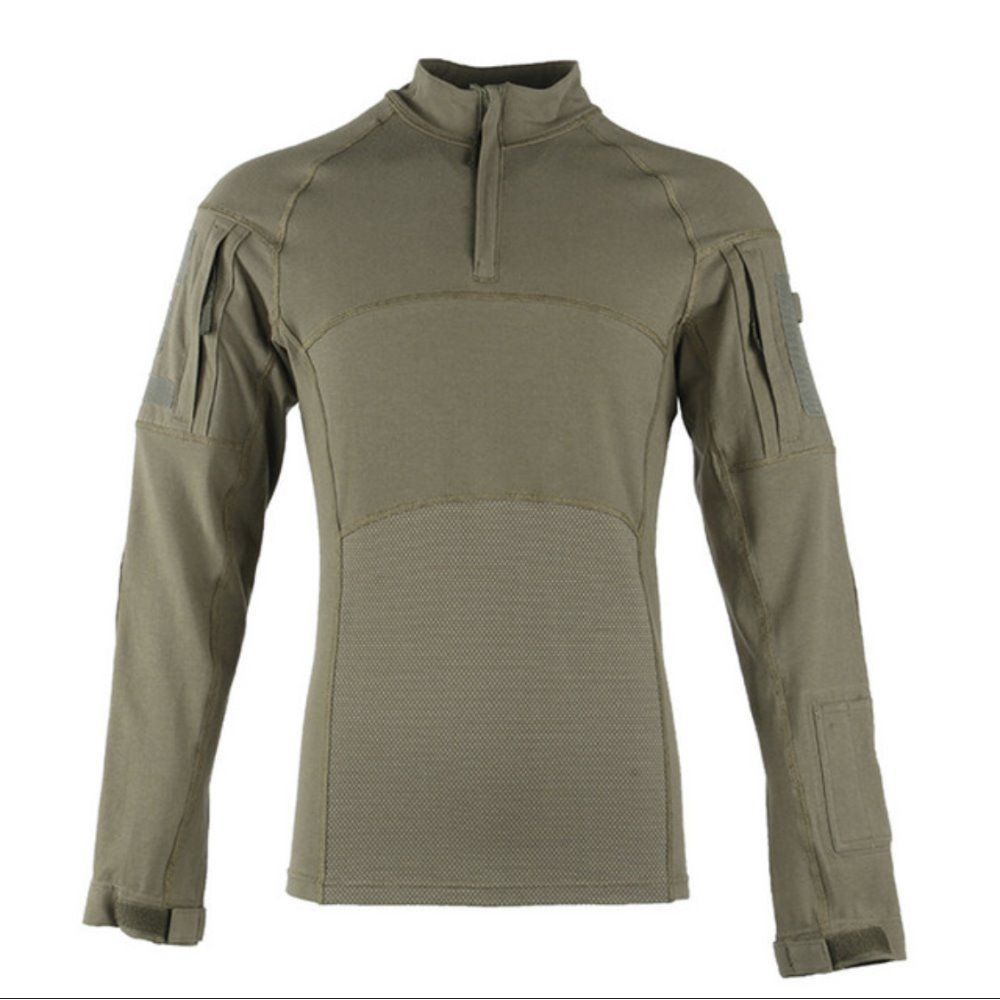 Тактическая рубашка (боевая рубаха) облегченная хлопковая (ХБ) с сетчатыми вставками. Цвет оливковый #1