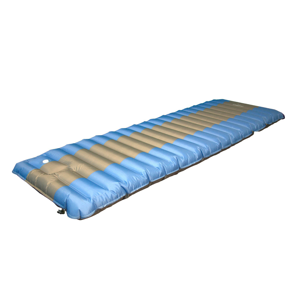 Матрас кемпинговый надувной "СЛЕДОПЫТ" с насосом, 190x60x12 cм, цв. голубой/серый  #1