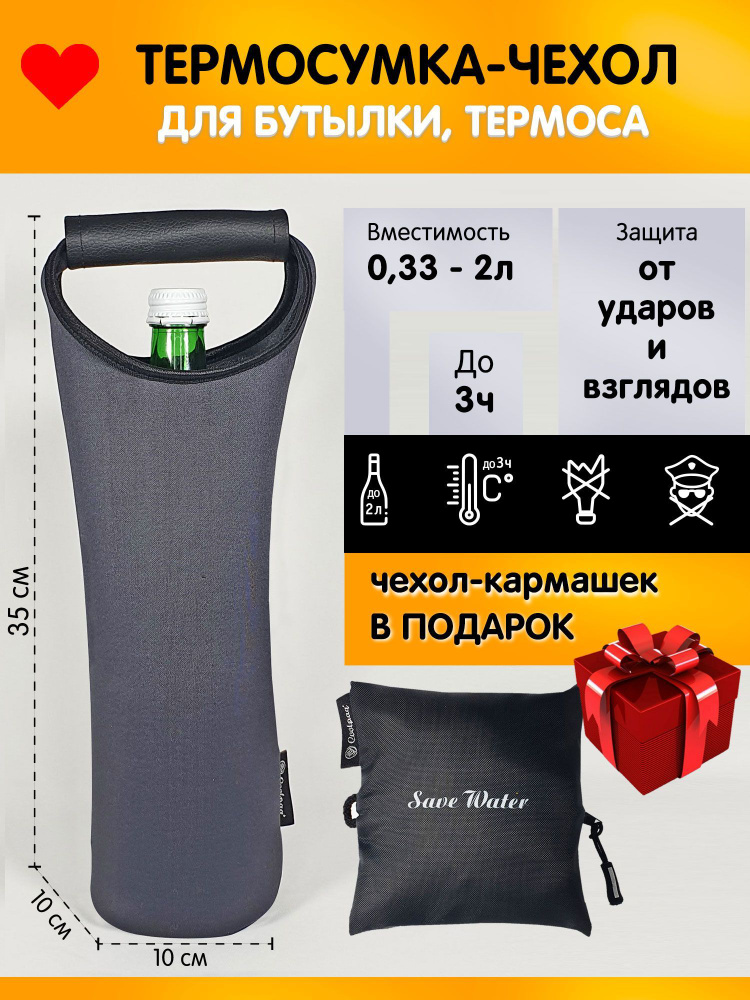 Термосумка-чехол защитный для бутылки или термоса 0,33-2,5л  #1