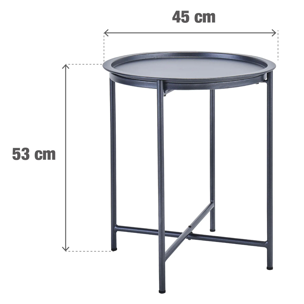 Стол садовый круглый диаметр 45, h53 см металл антрацит x #1